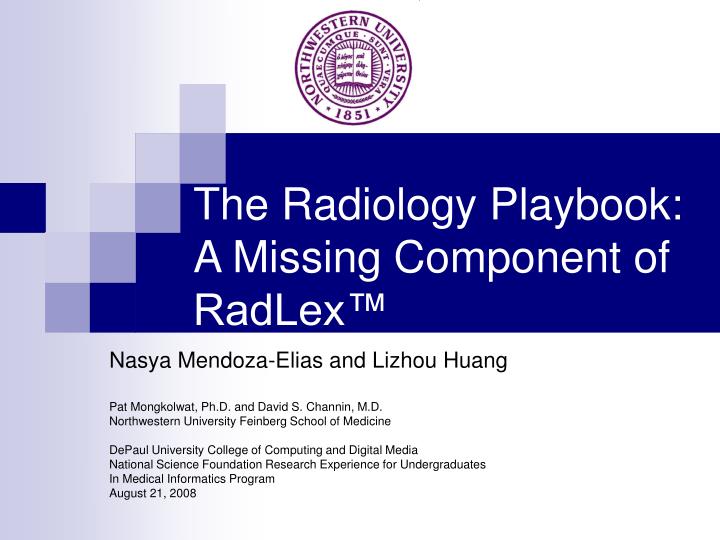 the radiology playbook a missing component of radlex