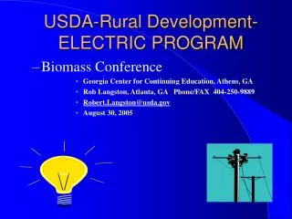 USDA-Rural Development- ELECTRIC PROGRAM