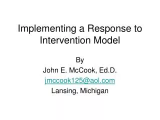 Implementing a Response to Intervention Model