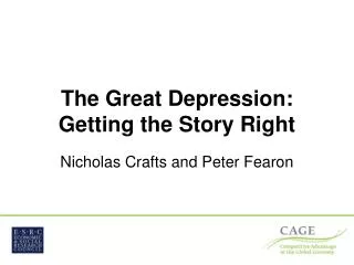 The Great Depression: Getting the Story Right