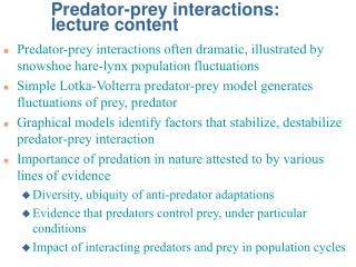 Predator-prey interactions: lecture content