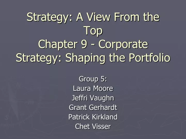 strategy a view from the top chapter 9 corporate strategy shaping the portfolio