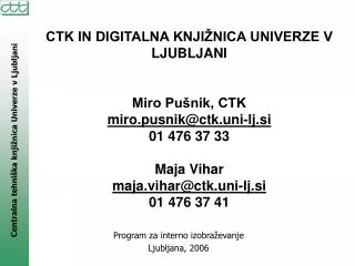 Program za interno izobraževanje Ljubljana, 2006