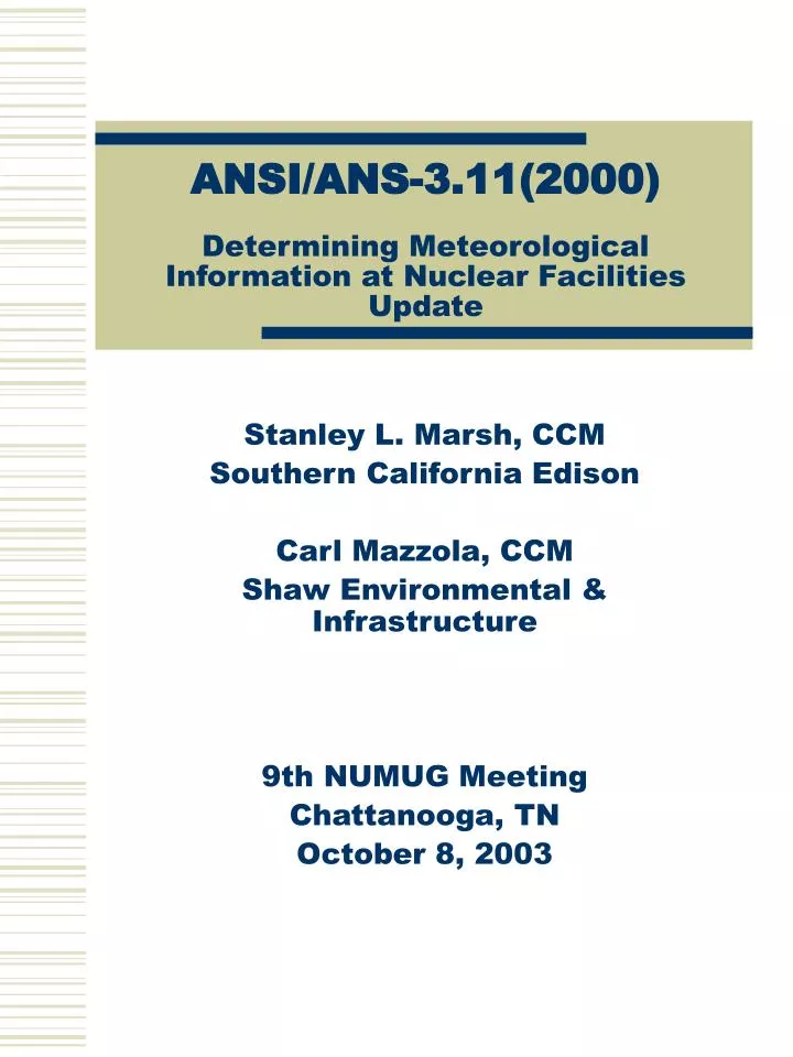 ansi ans 3 11 2000 determining meteorological information at nuclear facilities update