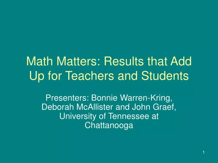 math matters results that add up for teachers and students