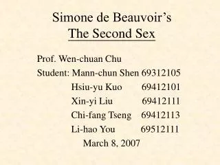 Simone de Beauvoir’s The Second Sex