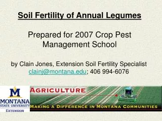 Soil Fertility of Annual Legumes Prepared for 2007 Crop Pest Management School