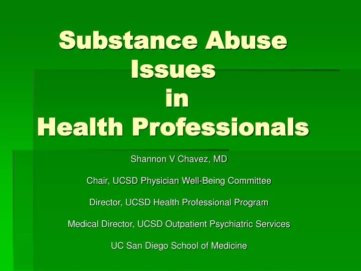 substance abuse issues in health professionals