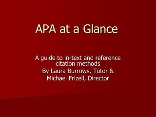 APA at a Glance