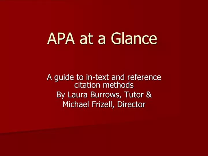 apa at a glance