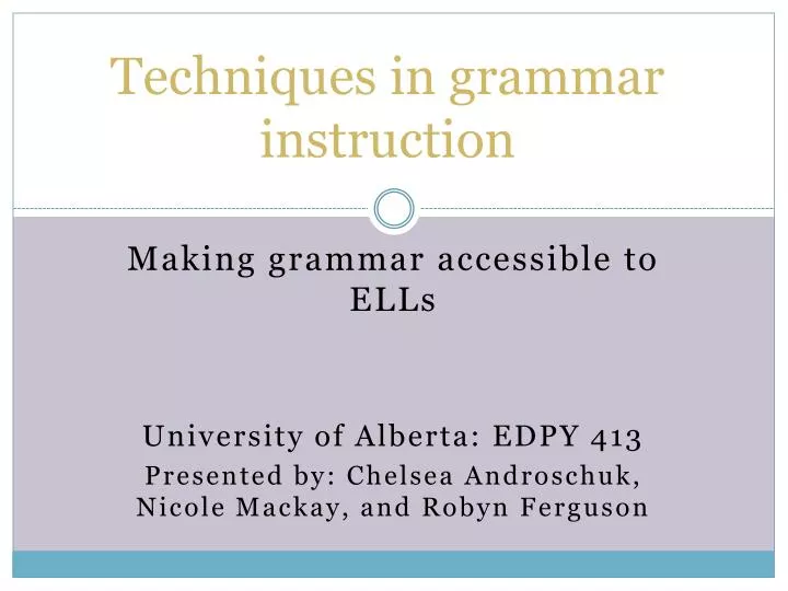 techniques in grammar instruction