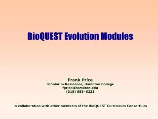 BioQUEST Evolution Modules
