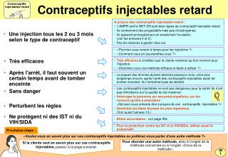 Contraceptifs injectables retard