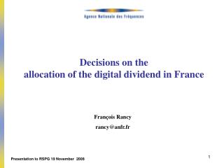 Decisions on the allocation of the digital dividend in France