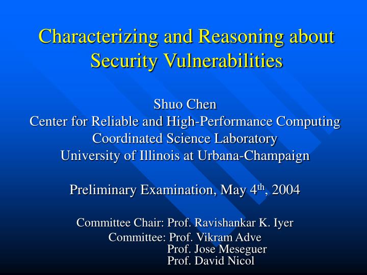 characterizing and reasoning about security vulnerabilities