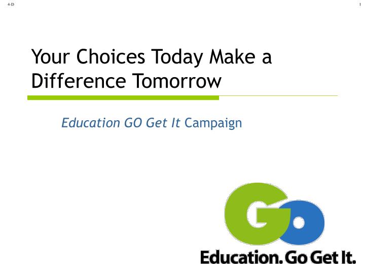 your choices today make a difference tomorrow