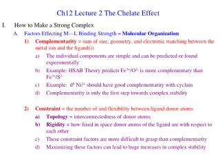 Ch12 Lecture 2 The Chelate Effect