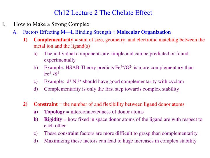 ch12 lecture 2 the chelate effect