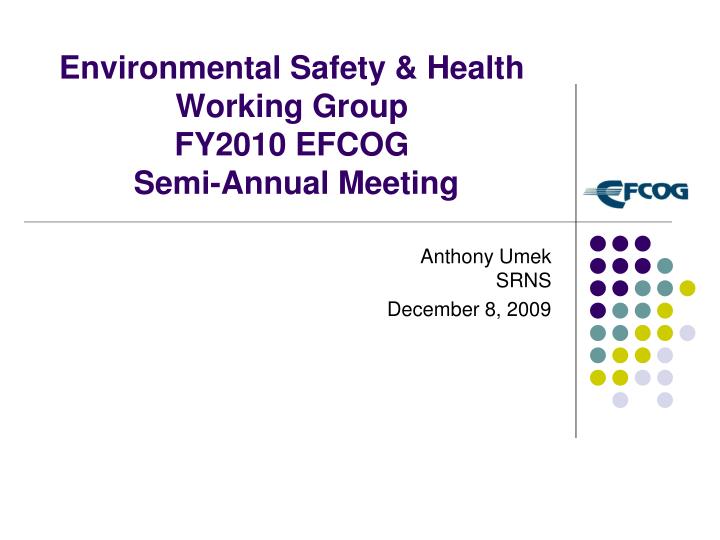 environmental safety health working group fy2010 efcog semi annual meeting