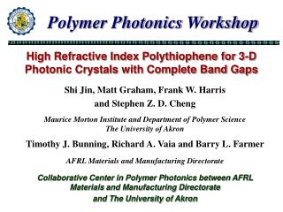 High Refractive Index Polythiophene for 3-D Photonic Crystals with Complete Band Gaps