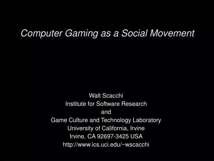computer gaming as a social movement