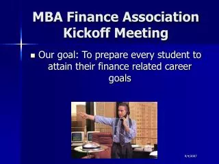 MBA Finance Association Kickoff Meeting