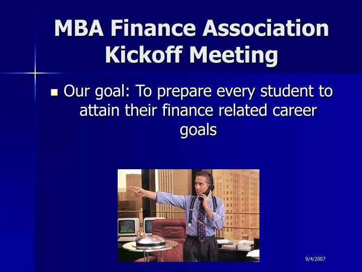 mba finance association kickoff meeting