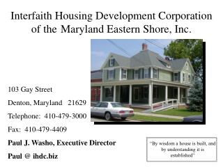 Interfaith Housing Development Corporation of the Maryland Eastern Shore, Inc.