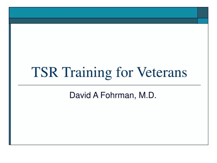 tsr training for veterans