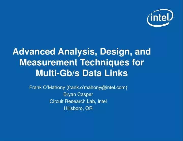 advanced analysis design and measurement techniques for multi gb s data links