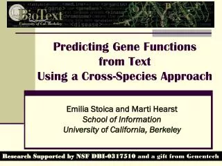 Predicting Gene Functions from Text Using a Cross-Species Approach