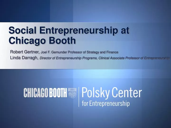 social entrepreneurship at chicago booth