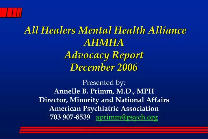 all healers mental health alliance ahmha advocacy report december 2006