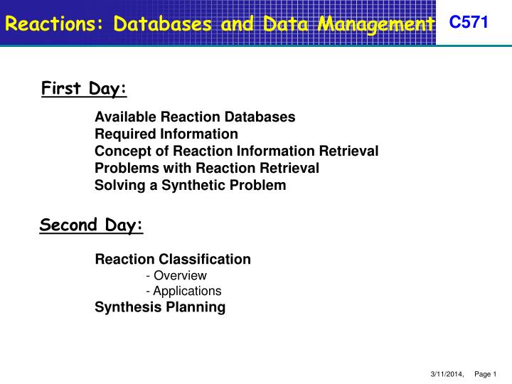 reactions databases and data management