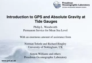 Introduction to GPS and Absolute Gravity at Tide Gauges