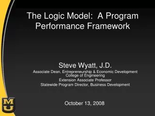 The Logic Model: A Program Performance Framework