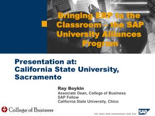 Bringing ERP to the Classroom – the SAP University Alliances Program