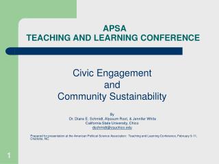 APSA TEACHING AND LEARNING CONFERENCE