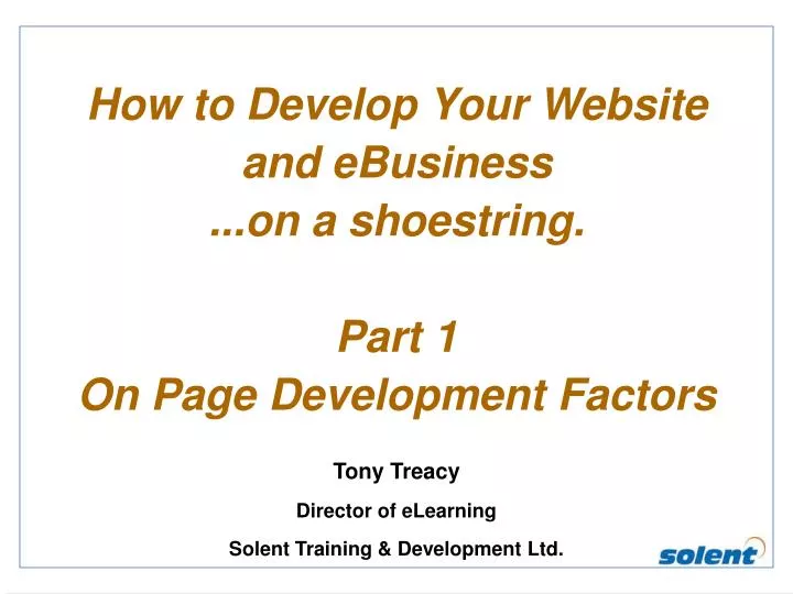 how to develop your website and ebusiness on a shoestring part 1 on page development factors