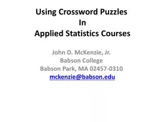 Using Crossword Puzzles In Applied Statistics Courses
