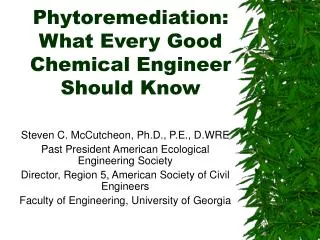 Phytoremediation: What Every Good Chemical Engineer Should Know