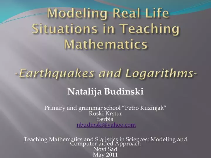 modeling real life situations in teaching mathematics earthquakes and logarithms