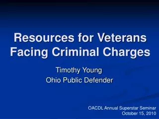 Resources for Veterans Facing Criminal Charges