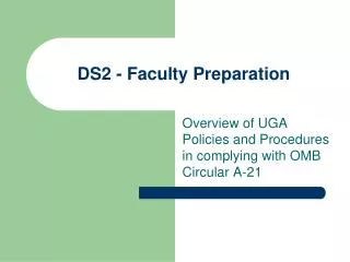 DS2 - Faculty Preparation