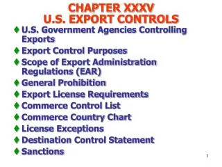 CHAPTER XXXV U.S. EXPORT CONTROLS