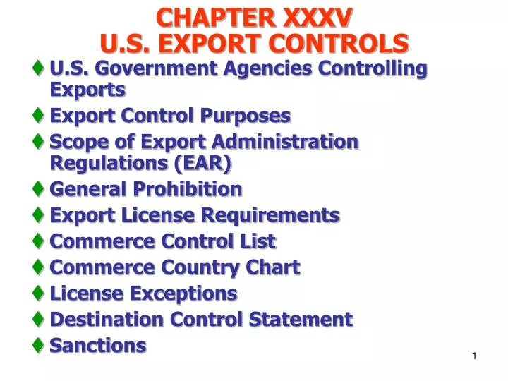 chapter xxxv u s export controls