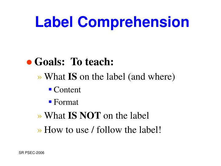 label comprehension