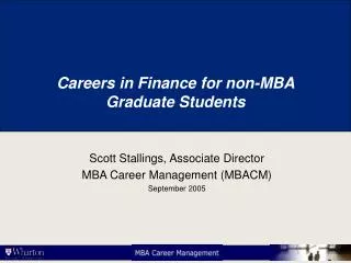 Careers in Finance for non-MBA Graduate Students