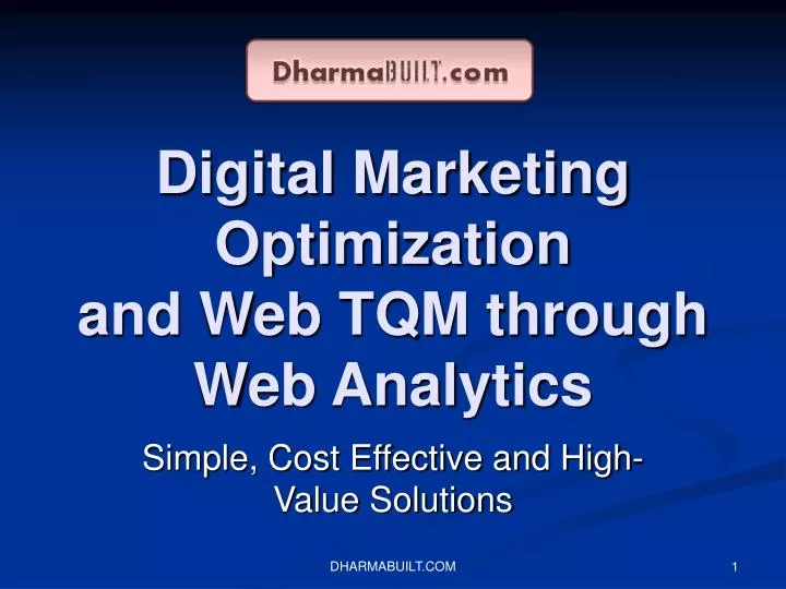 digital marketing optimization and web tqm through web analytics