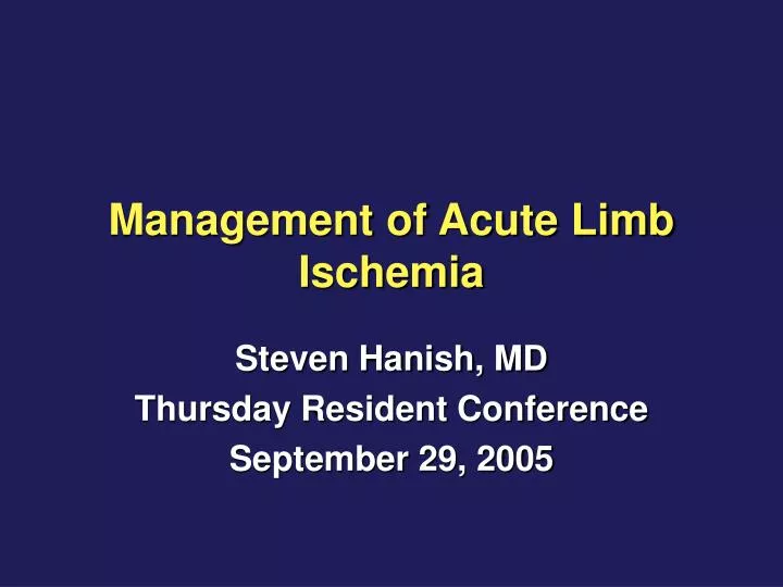 management of acute limb ischemia